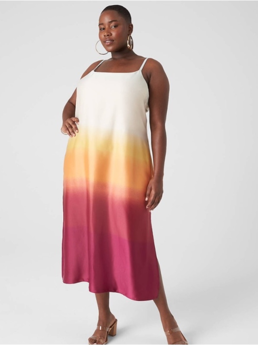 NWTs Lane Bryant Cream Orange & Pink Ombre Slip Maxi Dress Size 16